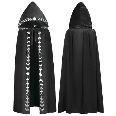 Kostium cosplay na halloween z kapturem ponury żniwiarz peleryna z kapturem peleryna magiczny płaszcz czary szata płaszcz płaszcz wiedźmy