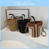 Fashionable Color-blocked Women's Hand-held Small Bag 2024 Early Spring New Casual Simple Bucket Bag Retro Handbag Shoulder Bag