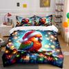 Colorful Parrot With Christmas Lights Printed Duvet Cover Set1 Duvet Cover+2 Pillowcasemulti Size Bedroom Bedding Decor