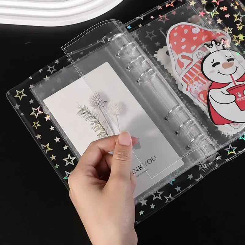 Przezroczyste strony do albumu A6 z 6 dziurkami, na luźne kartki, siatka 1/3/Pojedyncza, na Polaroidy, Rachunki, Małe Kartki.