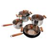 Stainless Steel Cookware Set Wooden Handle Multifunctional Kitchen Cooking Set for Steaming Boiling Making Soup