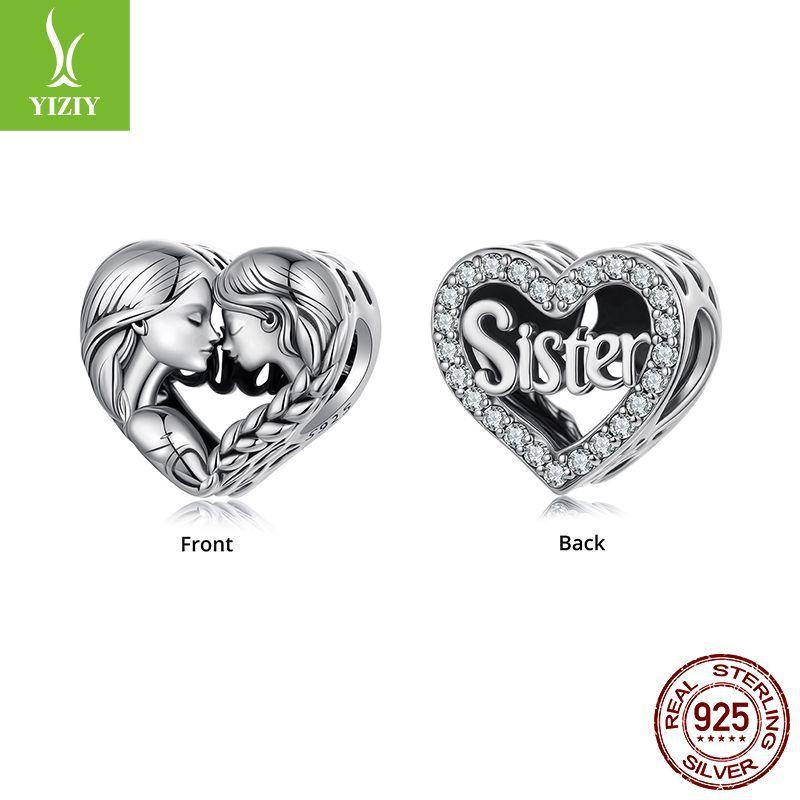 S925 Silver Love Sister Beaded, Family Style Personalized Diy Bracelet Beaded Accessories