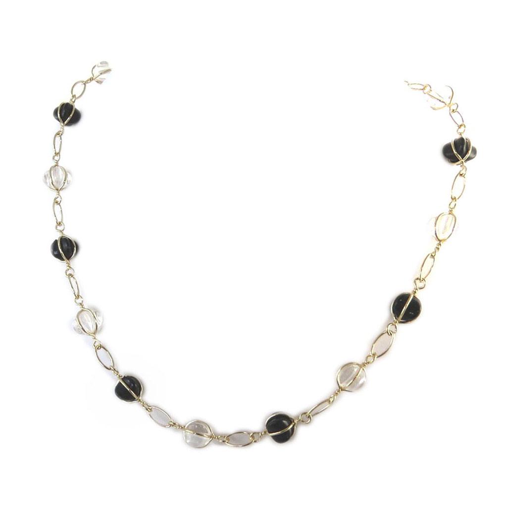 Les Trésors De Lily [E7050] - Collier Plaqué Or 'Alegria' Blanc Noir