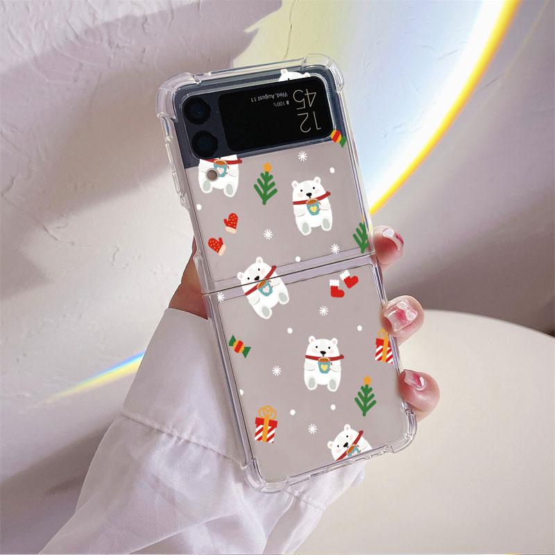 Cute Cartoon Doll Christmas Coque for Samsung Galaxy Z Flip 4 Z Flip 3 5G ZFlip4 ZFlip3 Flip4 Flip3 Clear TPU Silicone Case