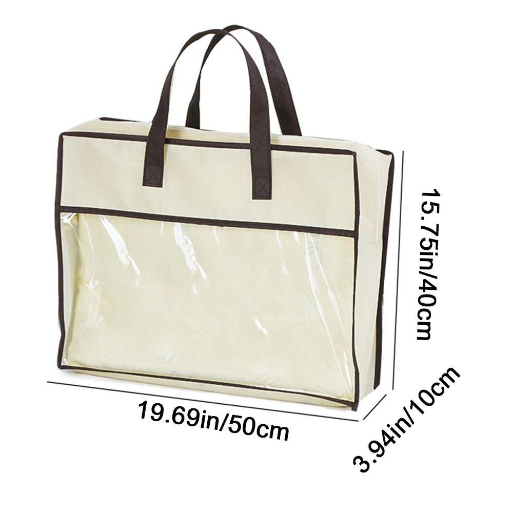 Non-Woven Fabric Clear Clothes Storage Bag Dustproof Blanket Bedding Handbag  Wardrobe