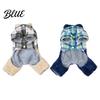 Leash Ring Dog Clothing Fuzzy Bear Jumpsuit Cute Plaid Outfit
