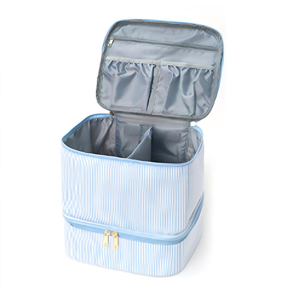 Double Layer Pu Leather Nail Polish Storage Organizer with Handles Gel Nail Polish Bag for Women Manicure Supplies
