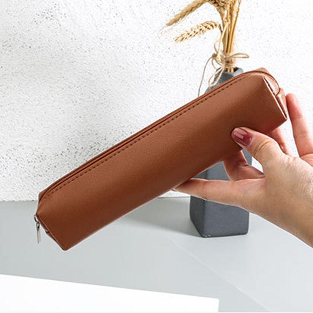 Large Capacity Pen Bag PU Leather Stationery Box Fashion Pencil Case