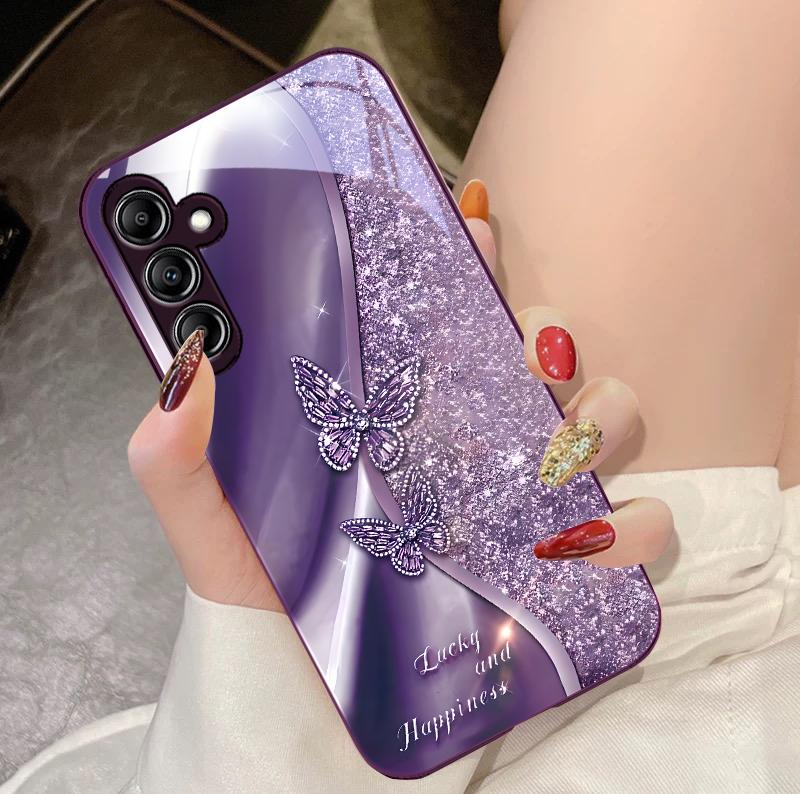 Goldener Schmetterling Für Samsung Galaxy A14 4G 20 30 52 20S 21S 22 A32 33 34 42 50 51 53 54 70 71 72 73 5G Glas Handyhülle