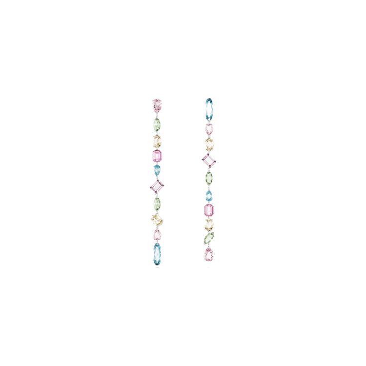 Swarovski Gema Water Drop Shaped Asymmetrical Decoration Rhodium Plated Imitation Crystal Earrings Women earrings Multicolor 5656430 Box (Random Color)