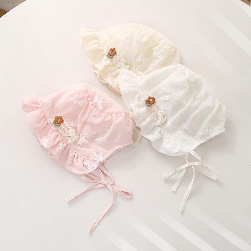 Baby Girl Lace Ruffle Sun Hat - Spring/Summer Tie-Up Princess Court Hat