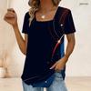 Women Plus Size Short Sleeve U Neck T Shirt Pink Glitter Heart Dot Gradient Print White Base Top