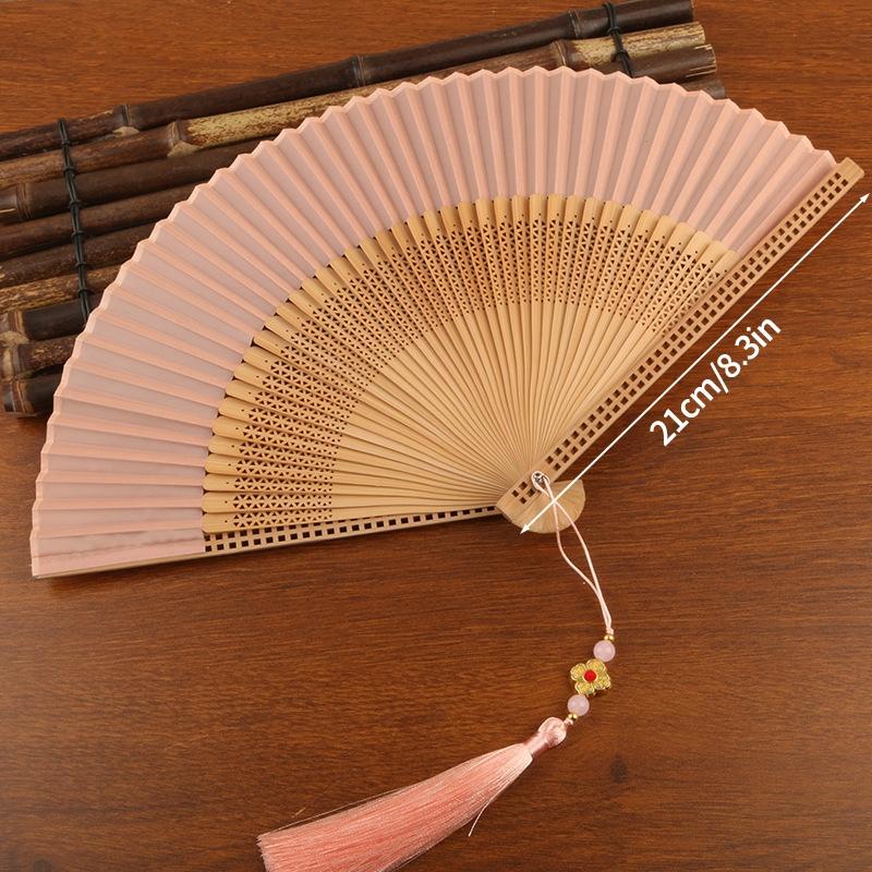 Retro Hand Fan Portable Folding Fans Chinese Style Tassel Manual Dancing Fans Art Craft Present Elegent Female Woman Fan Household Decoration