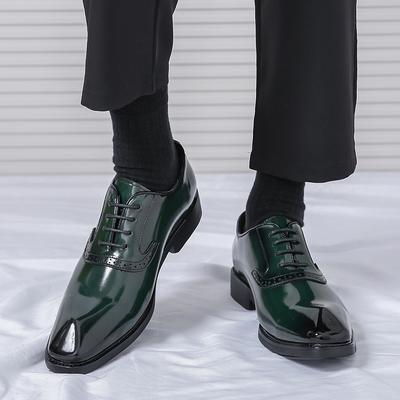 Lackierte Herren Business Lederschuhe Trendiger minimalistischer Designstil Hochzeit Outdoor Freizeit Party Schwarze und Grüne Schuhe -46