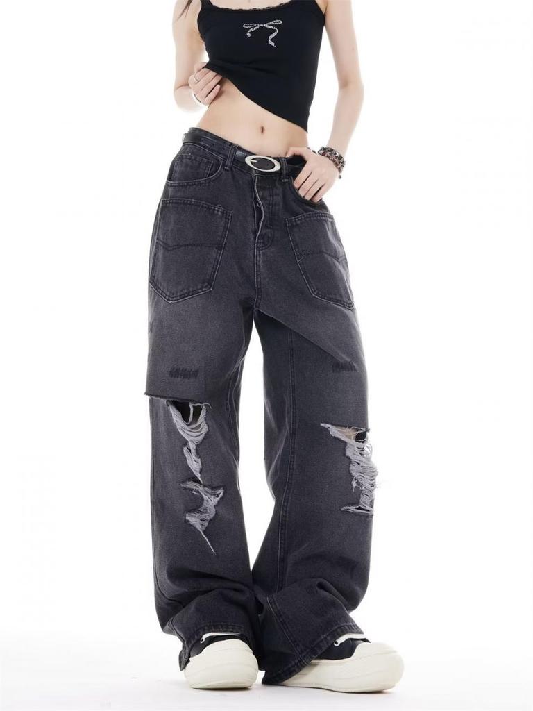 2025 American Retro Autumn Ripped Jeans for Men and Women - Trendy High-End Design with Reversible Wear.