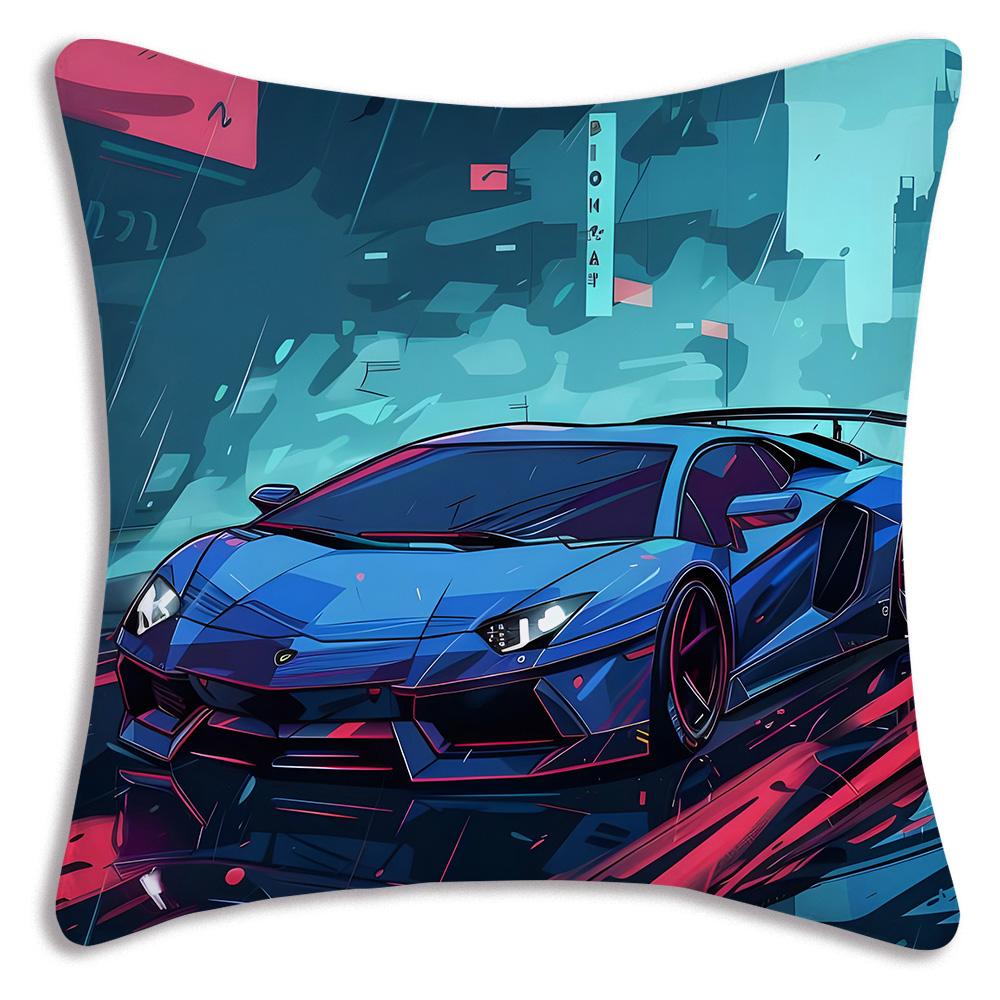Racing cool sports car Pillow Covers Cartoon Sofa Decorative Home Double-sided Printing Short Plush Cute Cushion Cover