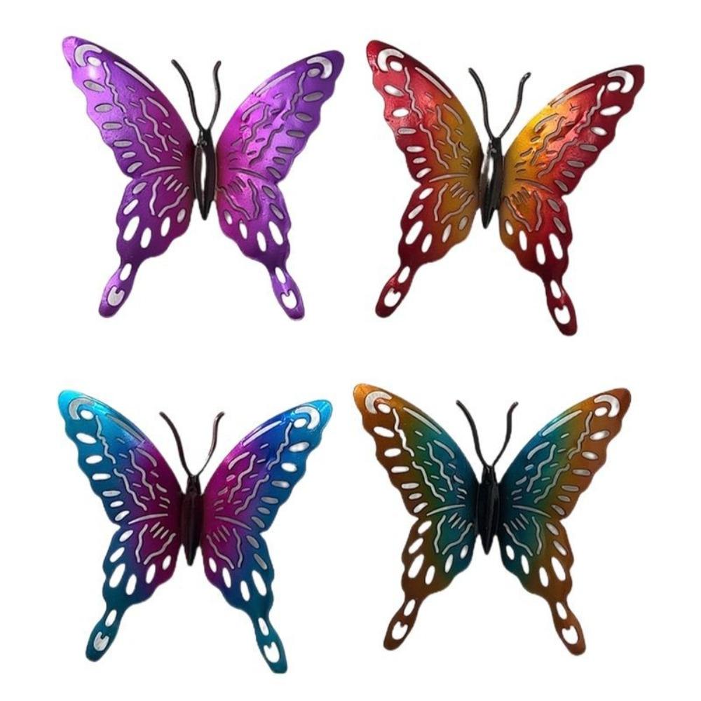 4Pcs Cute Butterfly Wall Art Hanging Creative Animal Statues Butterflies Sculpture Ornaments  Yard
