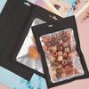 50pcs/bag Black Foil Pouch, Reusable Self Sealing Mylar Bag, Ziplock Hang Bags With Clear Window For Diy Jewelry Display Packaging