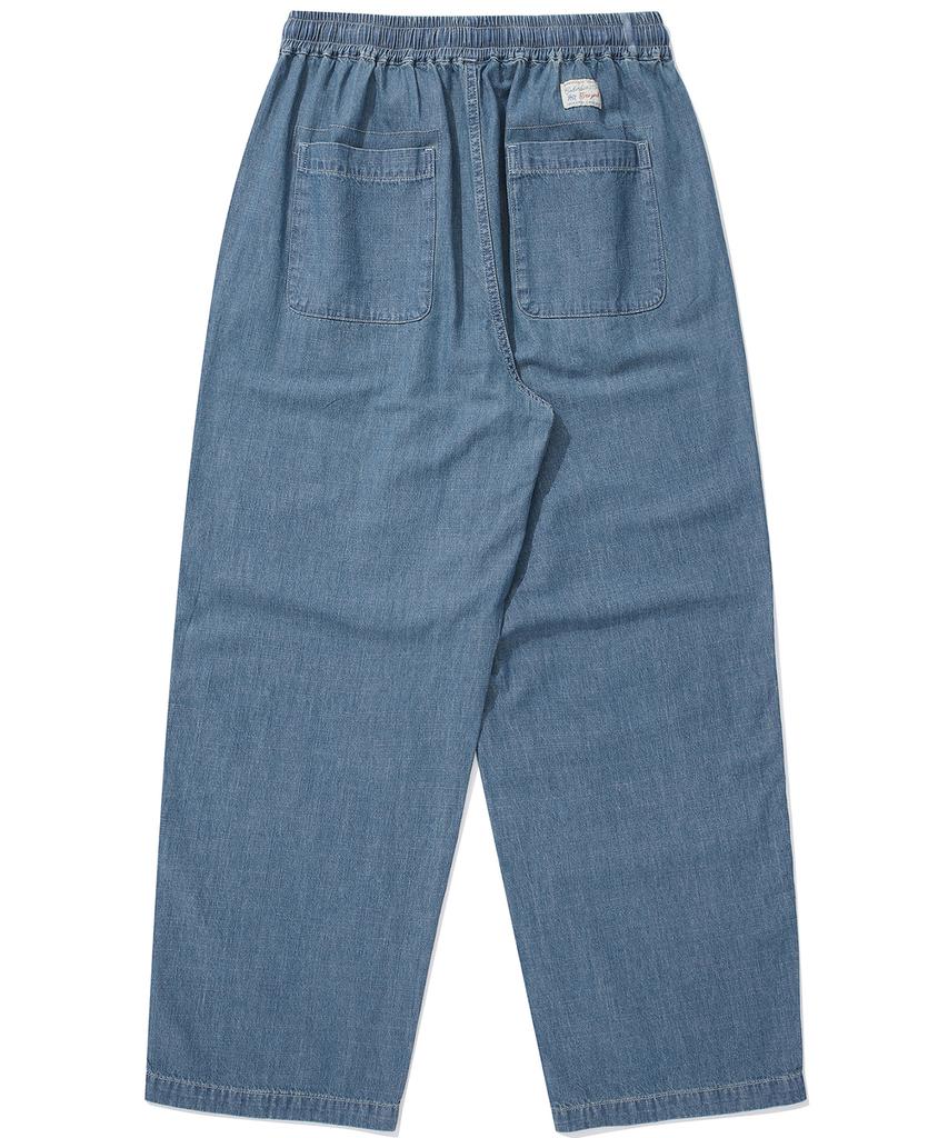 COLUMBIA UNIVERSITY Sl-Label Loose-Fit Denim Pintuck Pants Light Denim