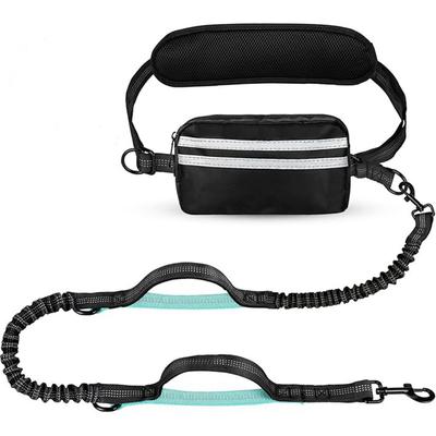 Reflective Strip Dog Running Waist Leash Retractable Double/Single Rope Hands Free Dog Leash Padded Handles With Zipper Pouch