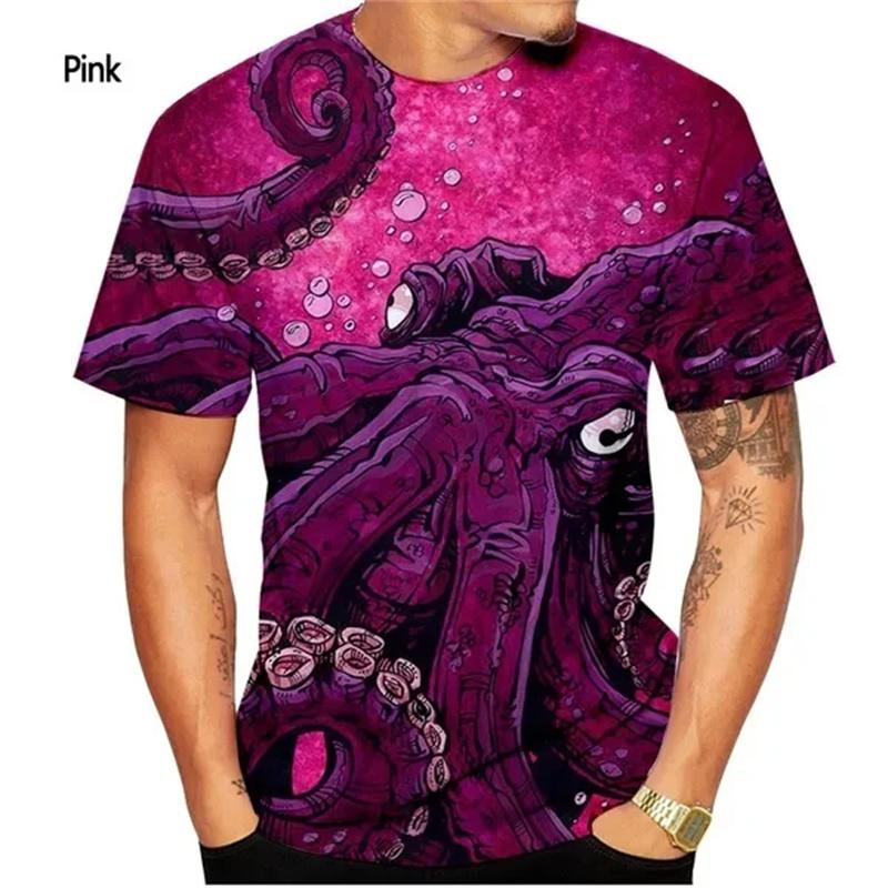3D Printing Sea Animal T Shirt Men Women Funny Marine Life Pattern Tees Summer Fashion Casual Short-Sleeve S