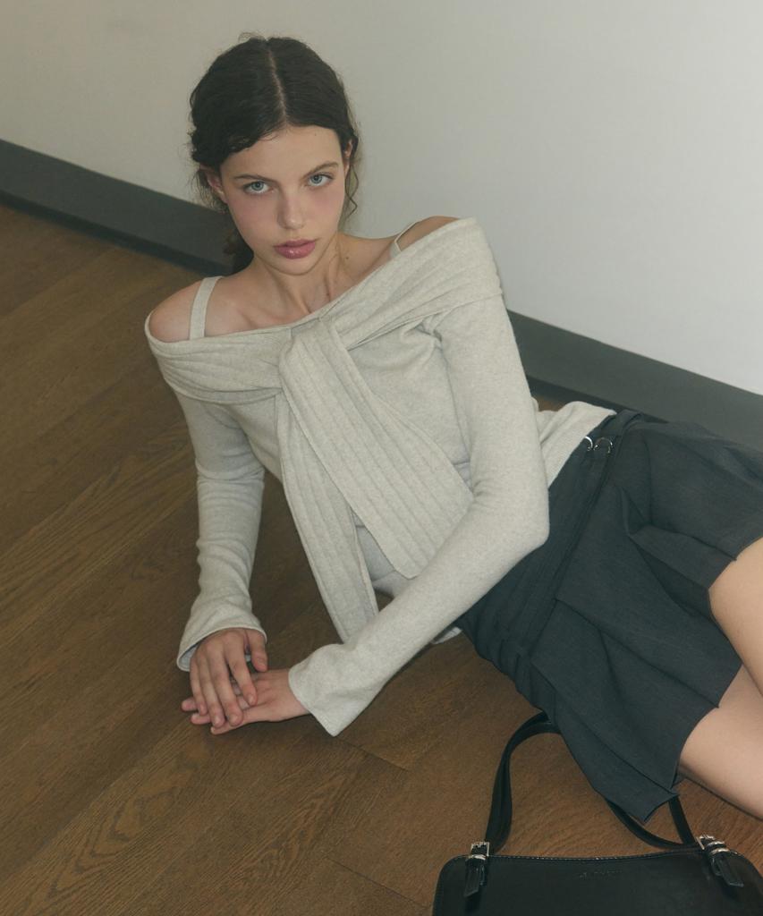 Ledeoli Soft Muffler Off-Shoulder Knit [Melange]