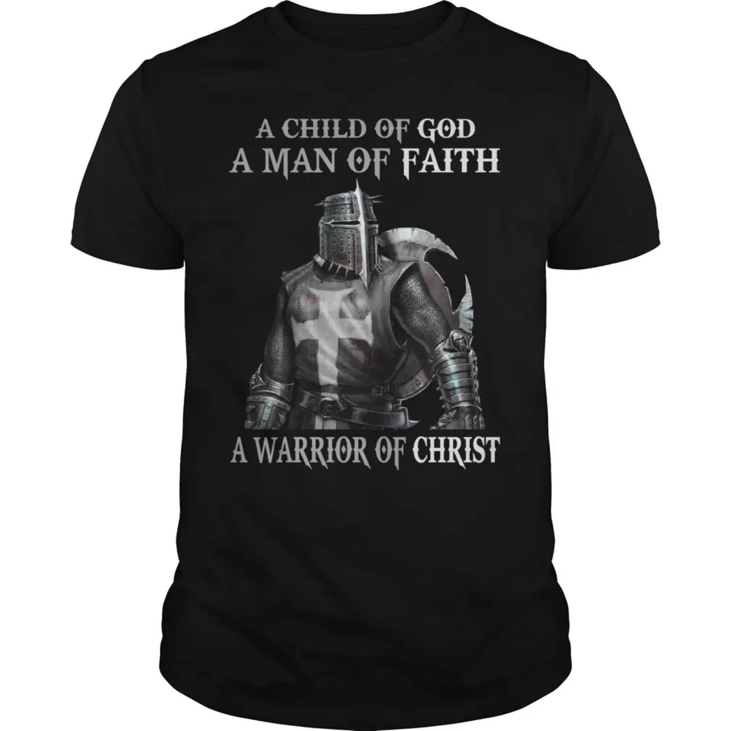 Man of Faith - Warrior of Christ. Crusader Knights Templar T Shirt S чёрный
