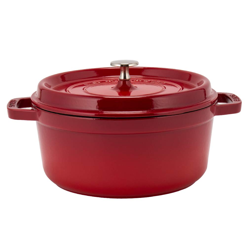 Staub Pico Cocotte Round 24cm 1102406 Two Handed Pot Enamel Pot Rund Brater Cherry Pico Cocotte Pot Stylish Cookware Kitchen Supplies [Staub]