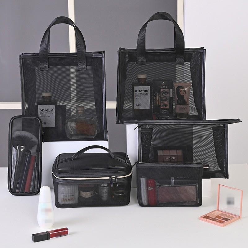 Travel Makeup Bag With Mesh Organizer For Cosmetics And Toiletries In Polyester Fabric