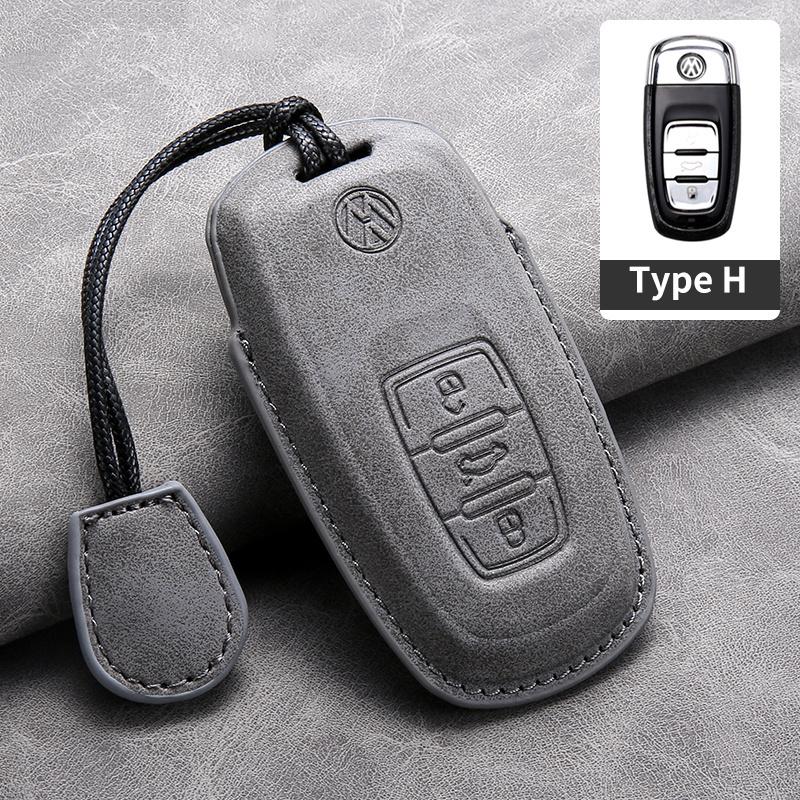 Suede Leather Car Key Case Cover Holder Shell Fob For VW Tiguan Touran Caddy Beetle Jetta Eos Golf Polo Hella Auto Accessories