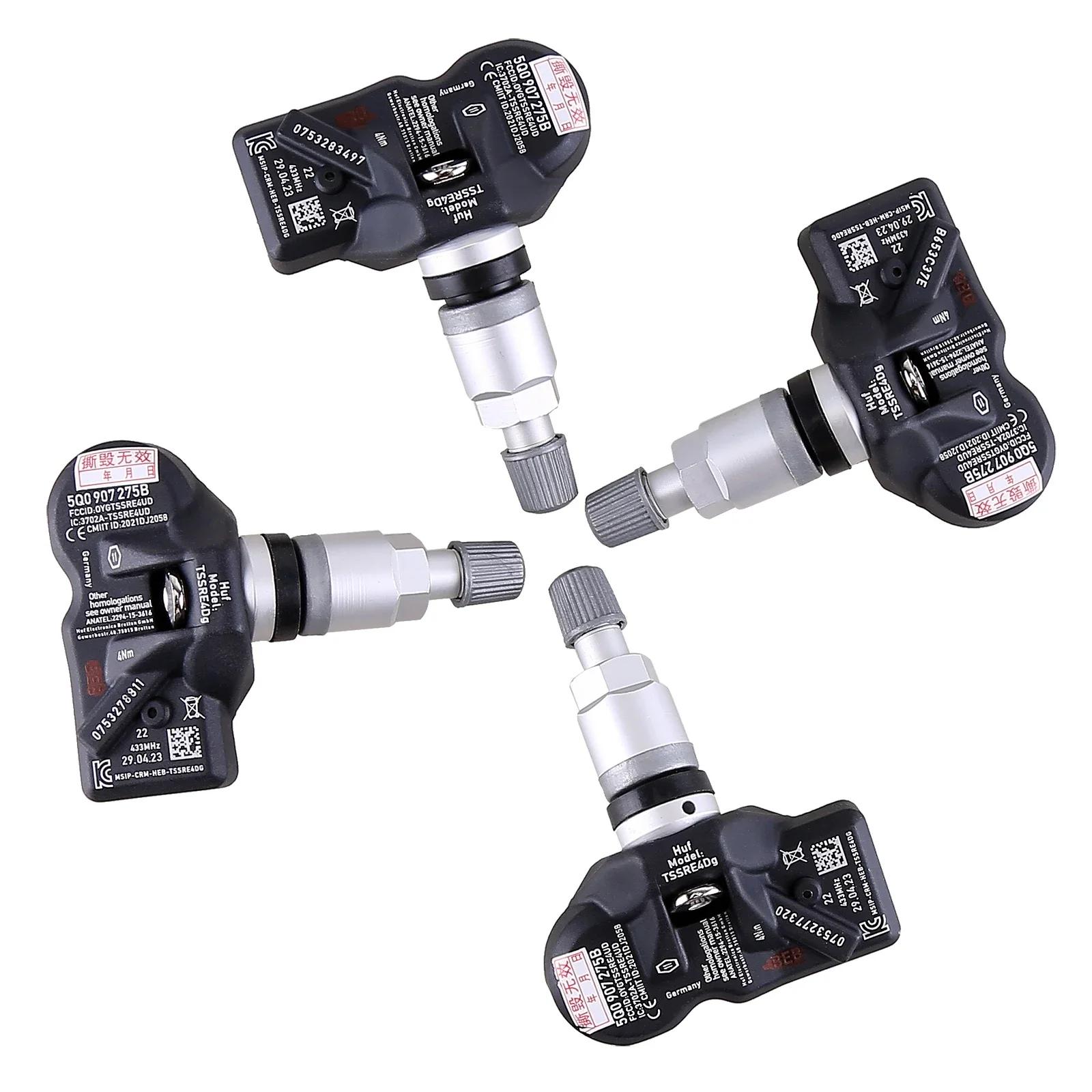 4pcs 5Q0907275B Tire Pressure Sensors 433MHz Compatible For VW Passat Porsche Skoda Seat