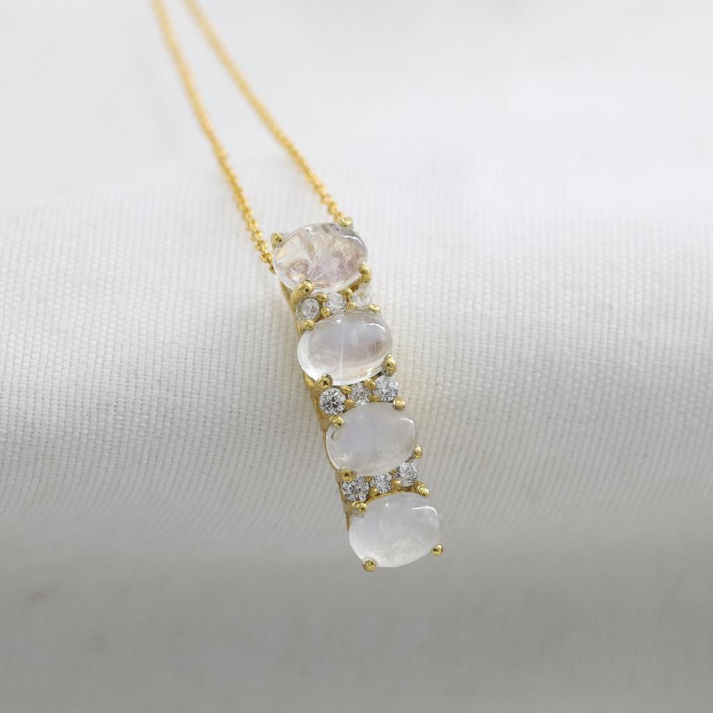 Silver Jewelry, Moonstone Gold Plated Jewelry, Women Necklace, Wedding Gift
