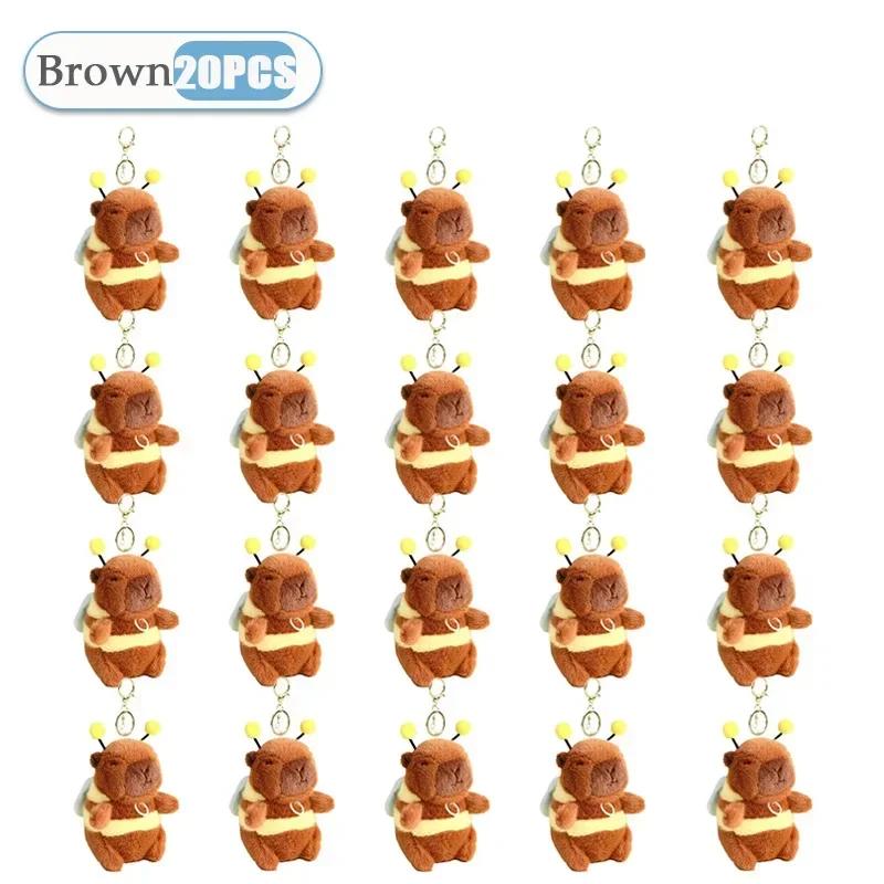 1-20 Pièces Mignonnes Ailes d'Abeille en Peluche Porte-clés Vibrant Capybara Jouets Amusants Originaux Poupée Abeille en Peluche Breloque Sac Breloque en Peluche Cadeau d'Enfant brown