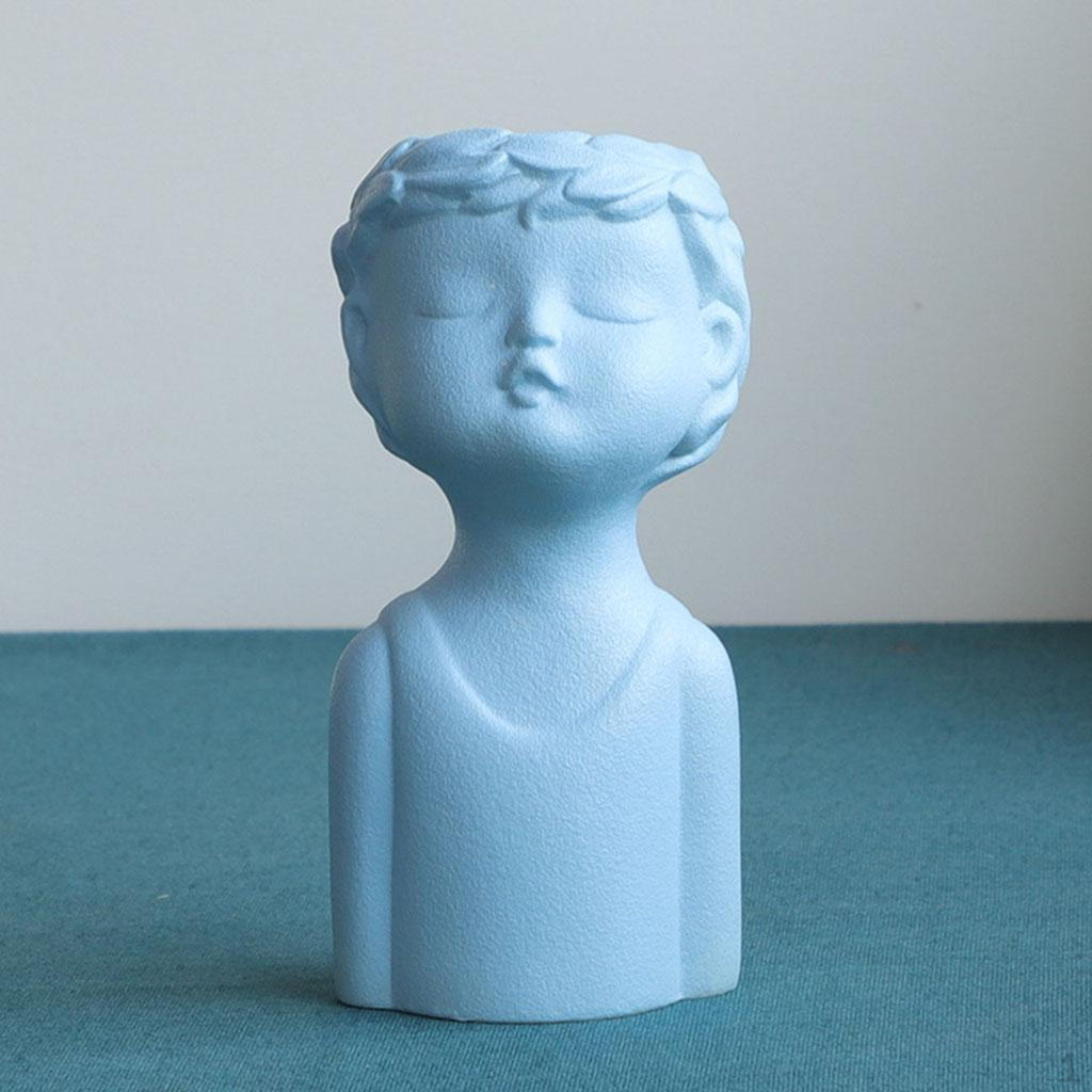 Керамическая ваза, Ваза для цветов в виде человека, Современный минимализм, Статуя, Скульптура, Держатель, Настольное украшение Blue Boy