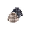 Children's Collared Shirt for Spring and Autumn, Boys' Brushed Plaid Long-Sleeve Shirt, Baby Boy's Square Collar Pure Cotton Casual Top