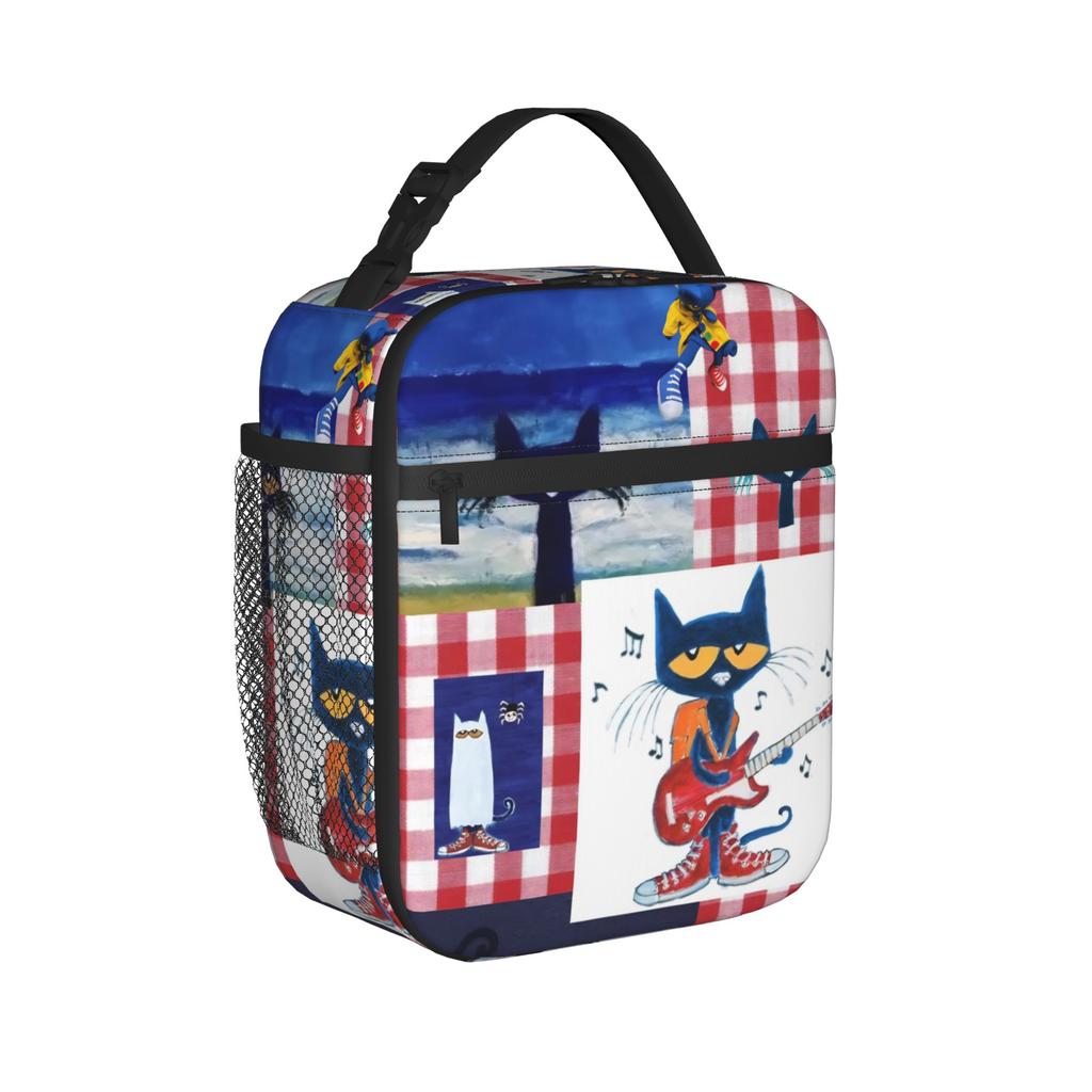 Pete The Cat Insulated Lunch Bag for Men Women Storage Food Box Portable Thermal Cooler Lunch Boxes For School Office