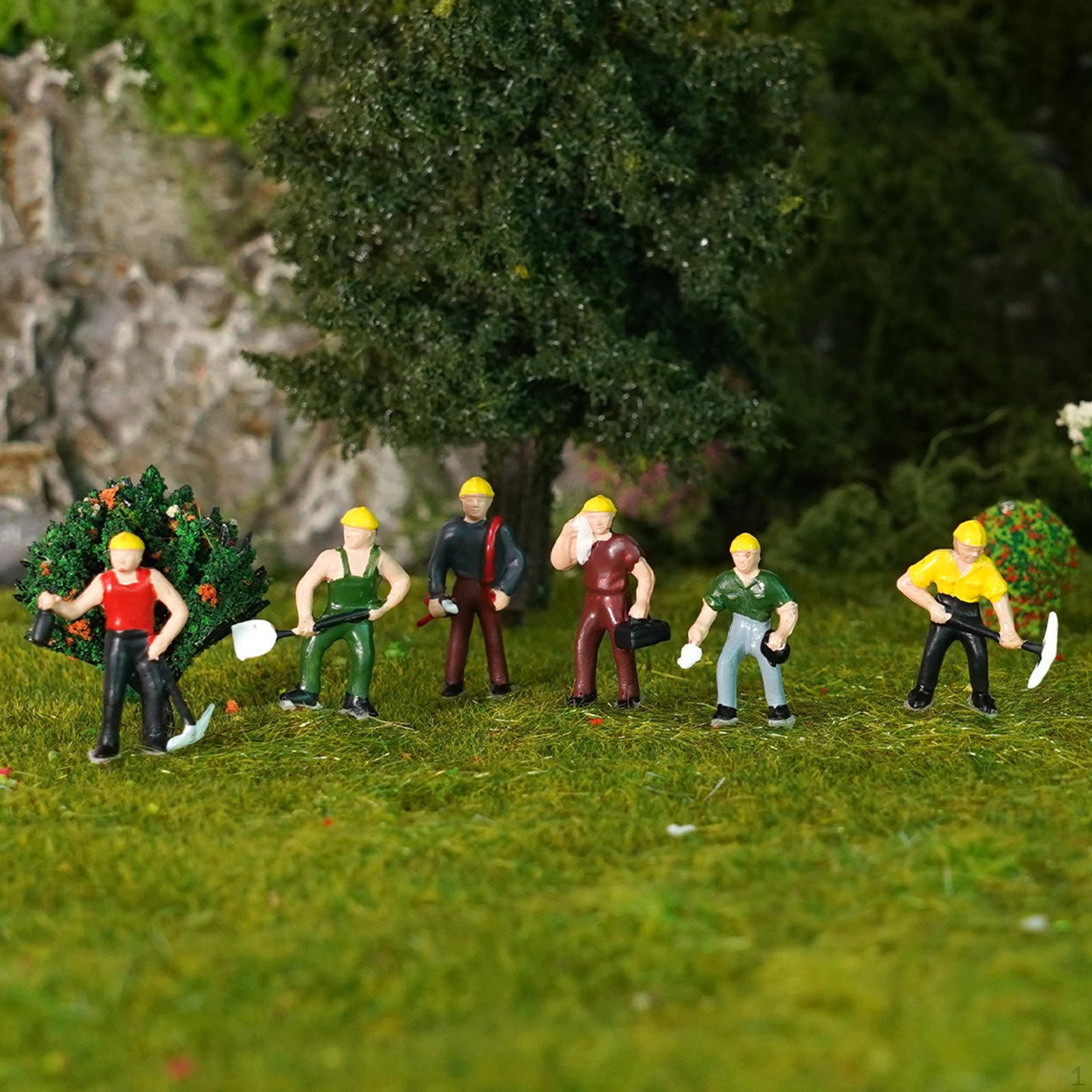 6x Miniature Figures Model 1:87 Scale Diorama Worker Figure Realistic Photography Props Display