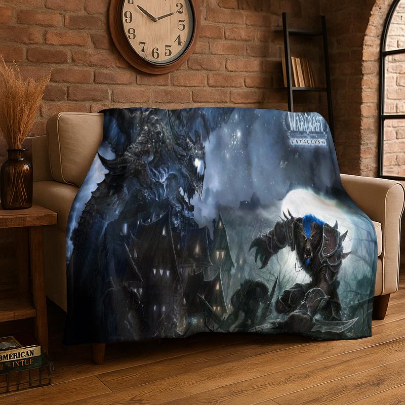 Demon Hunter Arthas World of Warcraft WOW Game Flannel Blanket Soft Warm Throw Blanket for Bedroom Living Room Bed Travel picnic 75x90cm