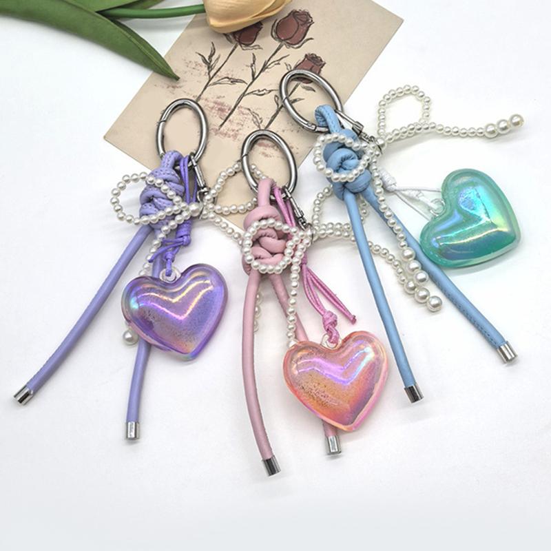 Heart Bow Woven Rope Cute Bag Pendant Keychain Jewelry Gift For Women Decoration Accessories
