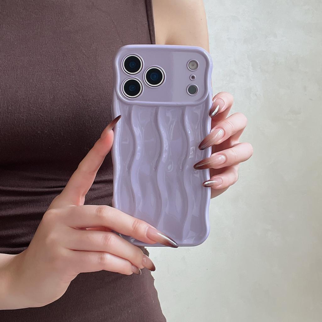 Fine hole three-dimensional wavy pattern, suitable for iPhone17Pro max Apple 16 mobile phone case 14/15 simple solid color case