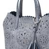 Daks Blue Cowhide Flower Punching Tote Bag S Dcba6e595b2