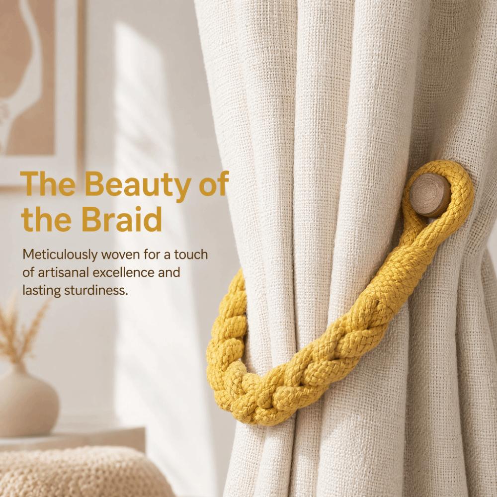 1 Pair Boho Style Braid Curtain Straps Fashion Curtain Buckle Magnetic Curtain Tieback Decoration