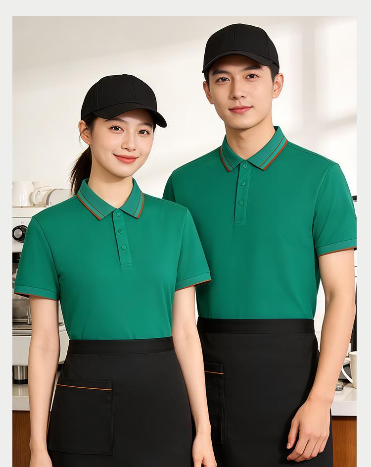 Summer Breathable Lapel Polo Shirt for Coffee Shop & Milk Tea Shop Waitstaff - Printable Workwear