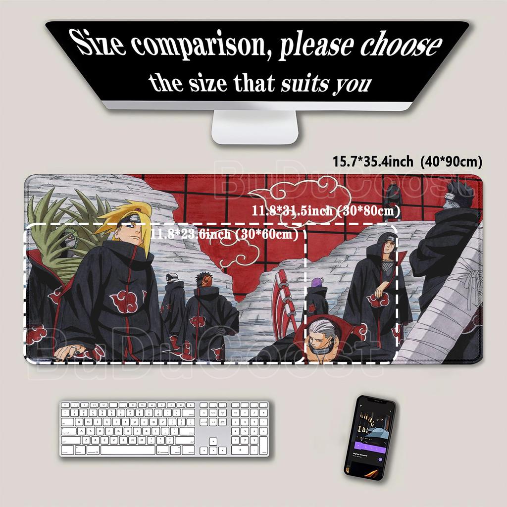 HD Printing Aakatsuki Naruto Mouse Pad Gaming Office Accessories Computer Keyboard Anime Non-slip Desk Mat Overlock XXL Mousepad