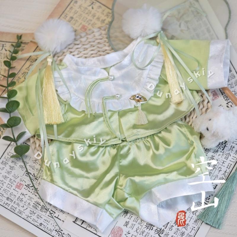 

Chinese Style Anime Style Plush Outfit Fit 40cm Sitting Plush With Headdress Traditional Frog Closures Black Pink Purple Green One Size зелёный