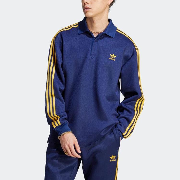 Adidas Originals Tre Striper Fargeblokk Langermet Poloskjorte Herre Topper Mørkeblå IM4457