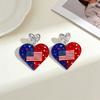 American USA Flag Earrings for Women Patriotic Red White Blue Cubic Zircon Dangle Drop Earrings, 4th of July Independence Day