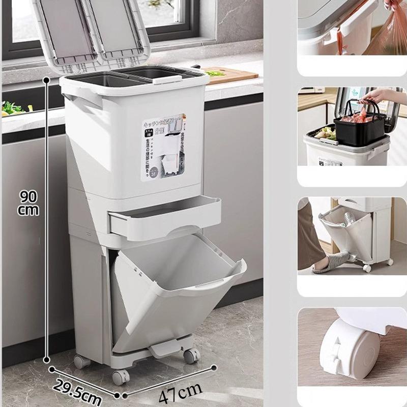 Kitchen Pedal Trash Bin Food Trash Can Plastic Litter Bins Large Capacity Garbage Cans Luxury Rubbish Bin Kitchens Accessories