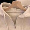 Spring Autumn Women Hooded Sweater Cardigan Tops Female Loose Zipper Knitwear Coat Lady Long Sleeved Outwear