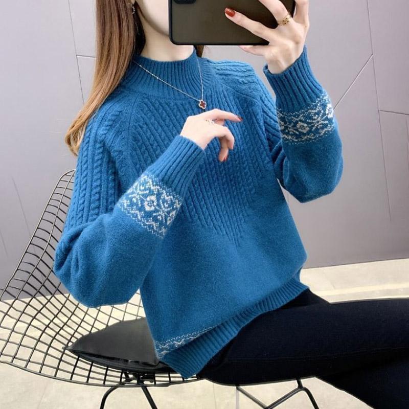 Pullover für Damen Herbst Winter Verdickter Pullover Warm Gestrickt Gestreift Rundhals Basisschicht Dehnbar Langarm Oversize Jumper Oberteile